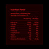Nutrition panel with red text on a black background