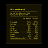 Nutrition panel for a product with serving size and container details on a black background